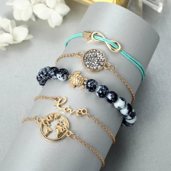 Charm Bracelet Anklet 5 Piece Set - Picture 2 of 7